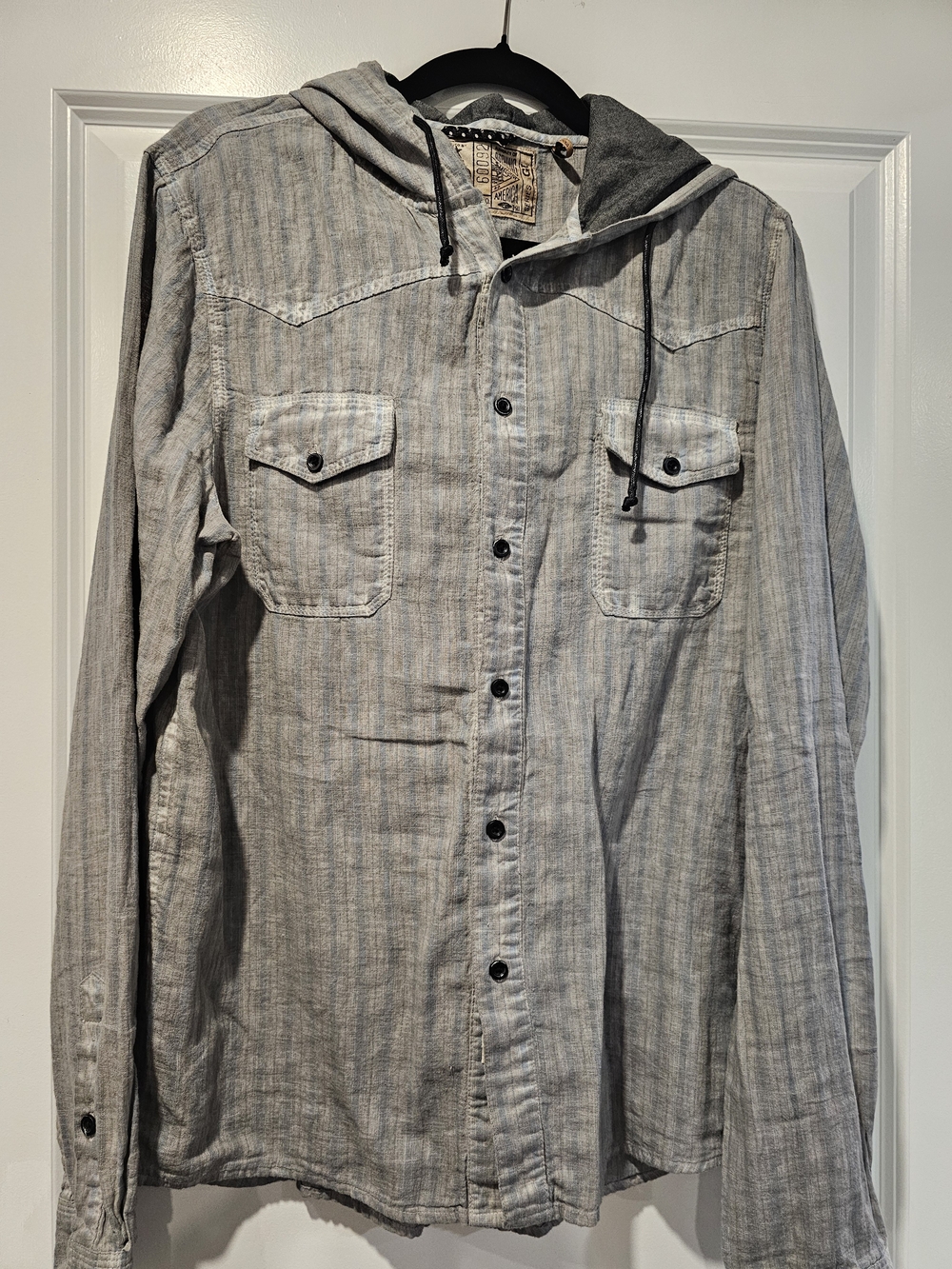 Light Gray Hooded Lightweight Men's Shirt Jacket